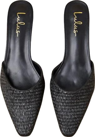 Generic Black Mules, Pointed Toe Slip on Shoes, Black, 7 UK