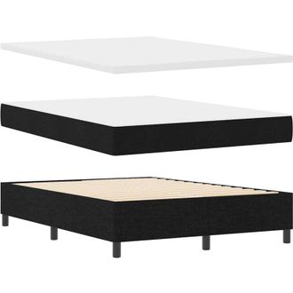 vidaXL Vidaxl Cama Con Somier Con Colch&oacute;n & Banco Negro 140x200 Cm Tela