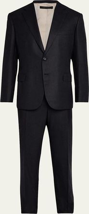 Brioni Mens Brun Pinstripe Escorial Wool Suit