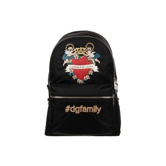 Dolce & Gabbana Mens Family Patch Backpack - Black Nylon - One Size