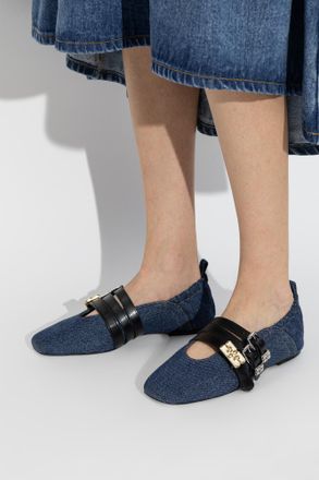 Ganni Denim Ballet Flats, Womens, Blue