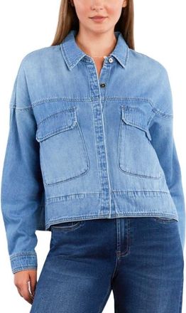 Wash Lab Denim Boxy Denim Button-Up Shirt in Denim Love at Nordstrom, Size X-Large