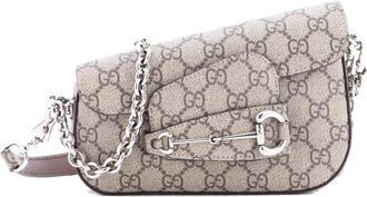 Gucci Horsebit 1955 Asymmetric GG Coated Canvas Mini shoulder bag - Bruin