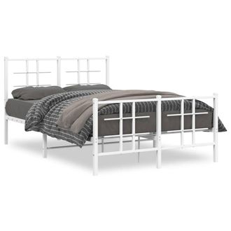 Berkfield Home Metal Bed Frame without Mattress with Footboard White 120x200cm | Size: Small Double