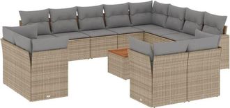 vidaXL Juego De Sof&aacute;s Jard&iacute;n Con Cojines Beige Mezcla 13 Pzas Rat&aacute;n Pe Vidaxl
