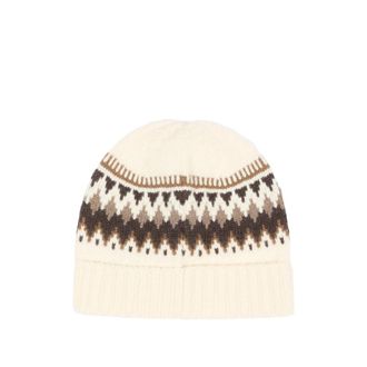 Moncler M1241 Fair Isle Virgin Wool Winter Hat - Brown