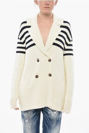 Givenchy Cotton-Blend Double-Breasted Cardigan with Stripe Detail size S