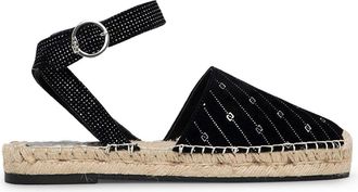 Liu Jo Womens Rhinestone Espadrilles Ankle Strap - Black Textile - Size EU 40