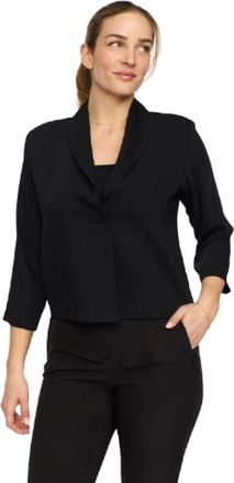 2-Biz Jassen, Dames, Zwart, XL, Polyester, Elegante Blazer met 3/4 Mouwen