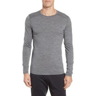 Icebreaker Oasis Long Sleeve Wool Base Layer T-Shirt in Gritstone Heather at Nordstrom, Size Small