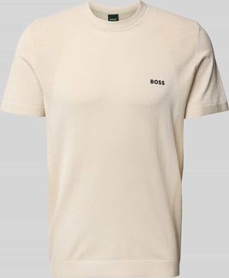 HUGO BOSS T-Shirt mit Label-Print in Beige, Größe XXXL