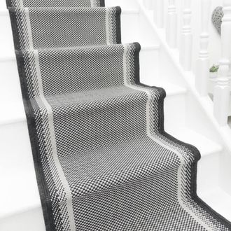 Runrug Stair Runner Carpet - Reversible & Durable, 2mm - Geo in Black | Size: 60 cm x 540 cm