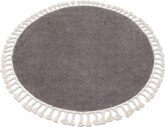 RugsX Rugsx - Alfombra Berber 9000 Circulo Marr&oacute;n Franjas Bereber Marroqu&iacute; Shaggy Brown Circulo 160 Cm