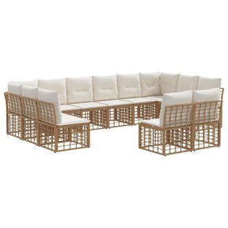 vidaXL Conjunto De Sof&aacute;s De Exterior Natural Y Crema Poli&eacute;ster Vidaxl