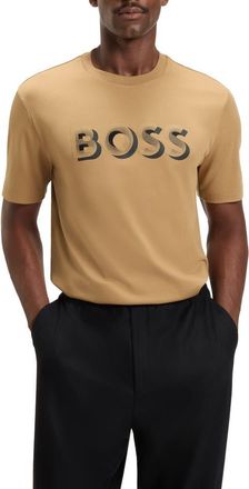 BOSS Thompson Cotton Logo Graphic T-Shirt in Medium Beige at Nordstrom, Size X-Large