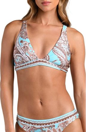 L'agence Traditional Paisley Bikini Top in Blue Multi at Nordstrom, Size X-Large