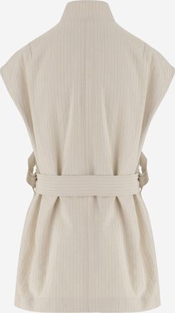 Dries Van Noten Womens Sleeveless Jacket Cotton-Blend Ivory