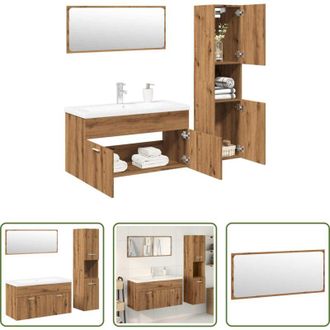 vidaXL vidaXL Lavandino - Set Mobili da Bagno 4 pz Rovere Artigianale Legno Multistrato
