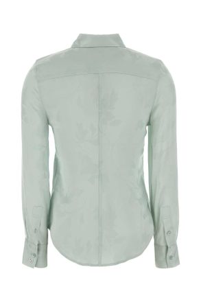 Calvin Klein Womens Pastel Light-Blue Satin Shirt Palemeadowfloralcuttingsjacquar Exterior: Viscose Camicie