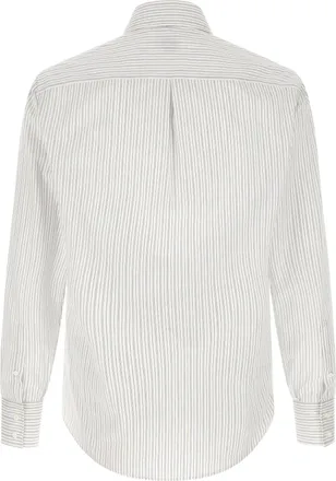 Brunello Cucinelli Vertical Striped Cotton Shirt - white
