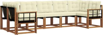 vidaXL Conjunto De Sof&aacute;s De Exterior 7 Uds. Natural Y Crema Vidaxl