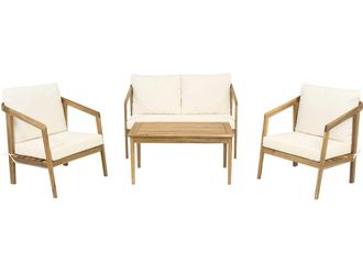 Habitat et Jardin Conjunto De Muebles De Jard&iacute;n De Madera De Acacia Con Cojines presley - 4 Plazas - Beige