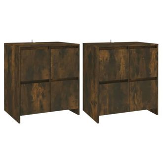 Berkfield Home Sideboards 2 pcs Smoked Oak 70x41x75 cm Engineered Wood in Brown | Size: 70 x 41 x 75 cm