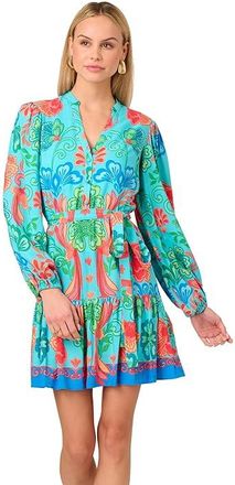 Adrianna Papell Printed Short Dress Womens Dress Blue 2 : 10, Polyester