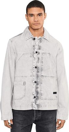AllSaints Mukesh Denim Shacket Mens Sweatshirt Bleached Grey : LG, Cotton/Denim