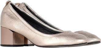Lanvin Lanvin Womens Leather Bellerine Cube Heel Metallic Pump (Authentic Pre-Loved)