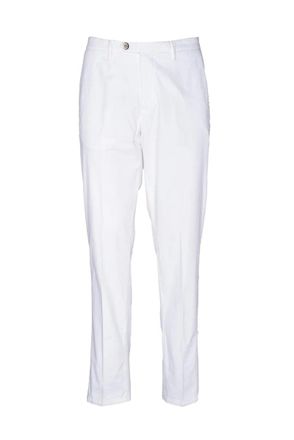 Michael Coal Cotton And Elastane Slim Fit Trousers With Leather Detail