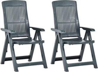 vidaXL Garden Reclining Chairs 2 pcs Plastic Green vidaXL