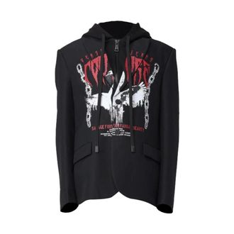 Versace Jeans Couture Light Jackets, male, Black, Size: XL Giacca Cappuccio Cigno