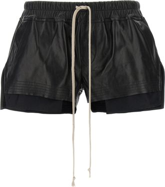Rick Owens Black Lamb Leather Bermuda Womens Shorts