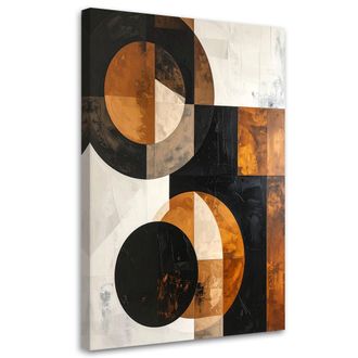 Feeby Impresi&oacute;n De Imagen, Abstracci&oacute;n Con Formas Circulares Marr&oacute;n Y Gris, 80x120