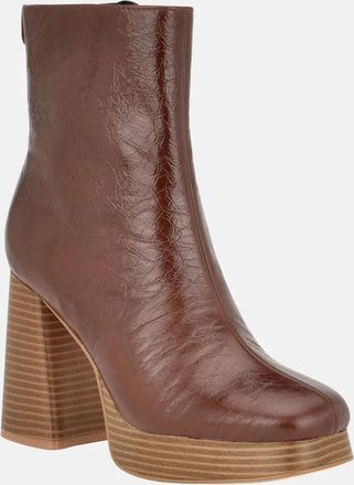 Guess Womens Guess Danca Boots Brown Faux Leather Ankle Platform Bootie LION1039
