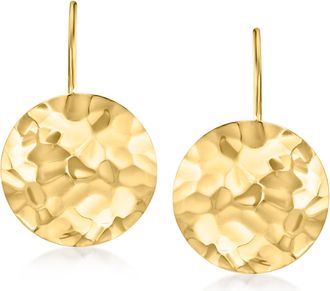 Ross-Simons 14kt Yellow Gold Hammered Disc Drop Earrings
