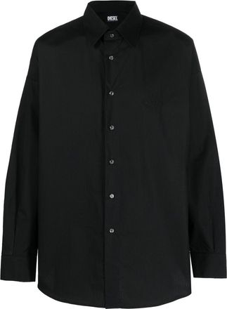 Diesel embroidered-logo detail shirt - men - Cotton - 46 - Black