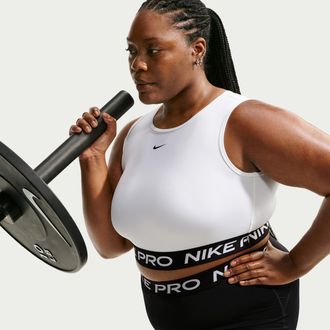 Nike Womens Nike Pro Dri-FIT Cropped Tank Top (Plus Size) in White | FZ3618-100