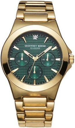 Geoffrey Beene Diamond Textured Dial Bracelet Watch, 43mm in Gold at Nordstrom Rack