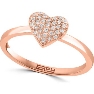 Effy Diamond Pav&eacute; Heart Ring - 0.11ctw in Rose Gold at Nordstrom Rack, Size 7