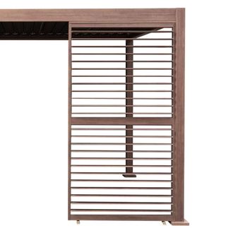 MonsterShop Wood Effect Aluminium Pergola Shutter Panel - 123cm Wide in Brown