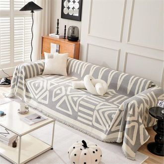 OEM Manta Grande, Suave, Reversible Y Vers&aacute;til Para Sof&aacute;s De 1, 2, 3 O 4 Plazas - Estilo Bohemio - Manta Decorativa Para Sillas Y Camas (gris, 180 X 340 C