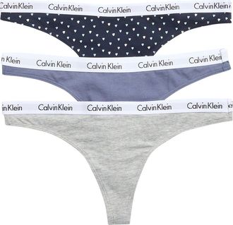 Calvin Klein Logo Assorted Thongs - Pack of 3 in Navy Heart/Blue/Grey at Nordstrom Rack, Size Medium