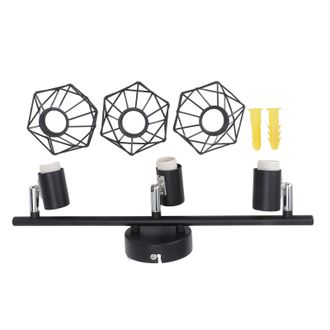 OEM Kit De Iluminaci&oacute;n De Riel Con 3 Puntos De Luz Giratorios, Iluminaci&oacute;n Direccional Para Sala De Estar Y Cocina, Casquillo E14, Negro Mate