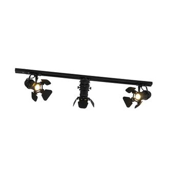 QAZQA Qazqa Moderno Smart Rail System Negro 3 Luces Incl.wifi Gu10 - Movie Aluminio /acero /pl&aacute;stico Alargada Adecuado Para Led Max. 3 X 4.8 Watt