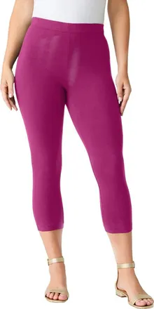Roaman's Plus Size Essential Stretch Capri Legging in Raspberry at Nordstrom, Size 36