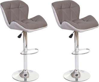 Hhg Coppia sgabelli con poggiapiedi 156 acciaio cromato ecopelle beige