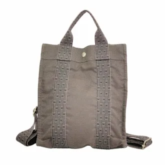 Herm&egrave;s Gray Canvas Backpack (Pre-Owned)