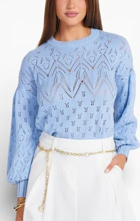 Bishop + Young Favorite Pointelle Sweater in Sea at Nordstrom, Size X-Small